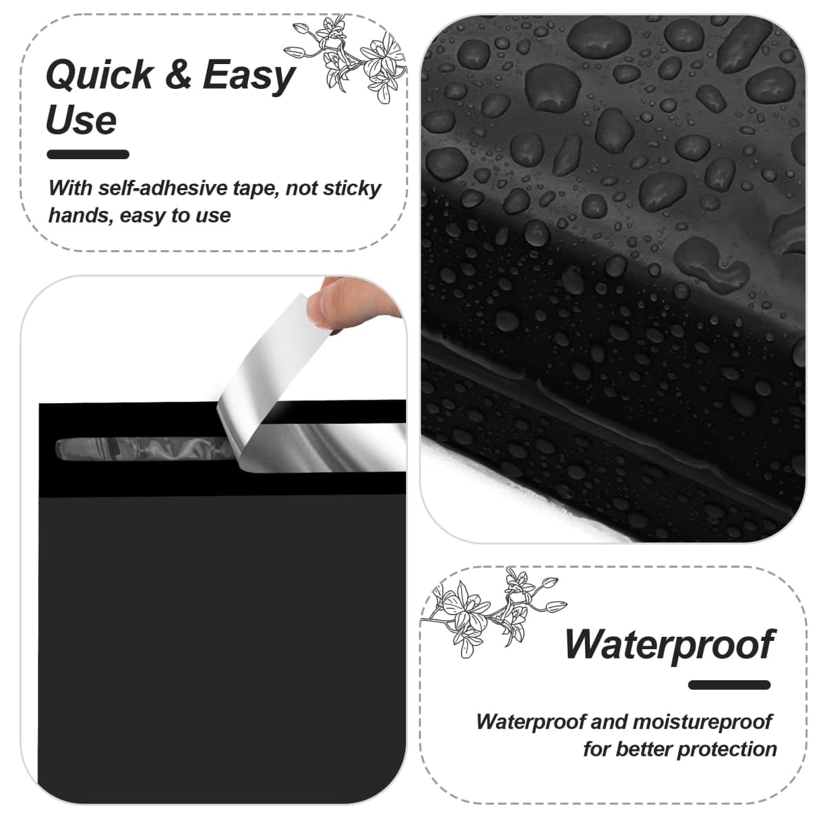 JinRuiKJ Thank You Poly Mailer 10x13 Inch 100 PCS, Shipping Bags for Clothing, Packaging Bags for Small Business, Strong Adhensive, Waterproof and Tear-Resistant Mailing Envelopes, Black thumbnail 3