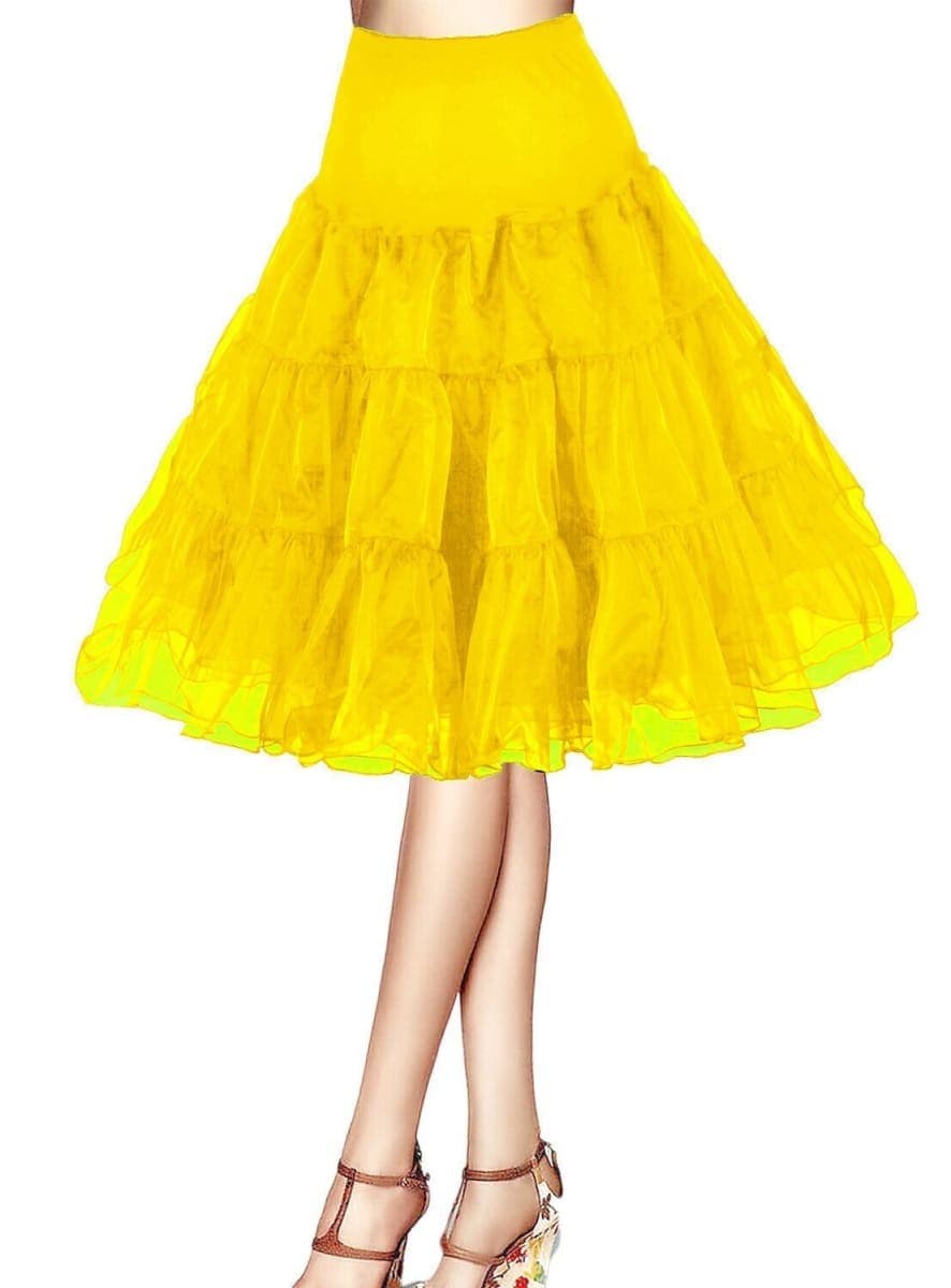 WOWBRIDAL Women's Vintage 50s Rockabilly Petticoat 25.59" Length Tutu Underskirt, Yellow, XX-Large — image 1
