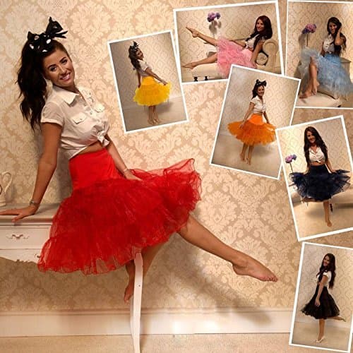 WOWBRIDAL Women's Vintage 50s Rockabilly Petticoat 25.59" Length Tutu Underskirt, Yellow, XX-Large thumbnail 2