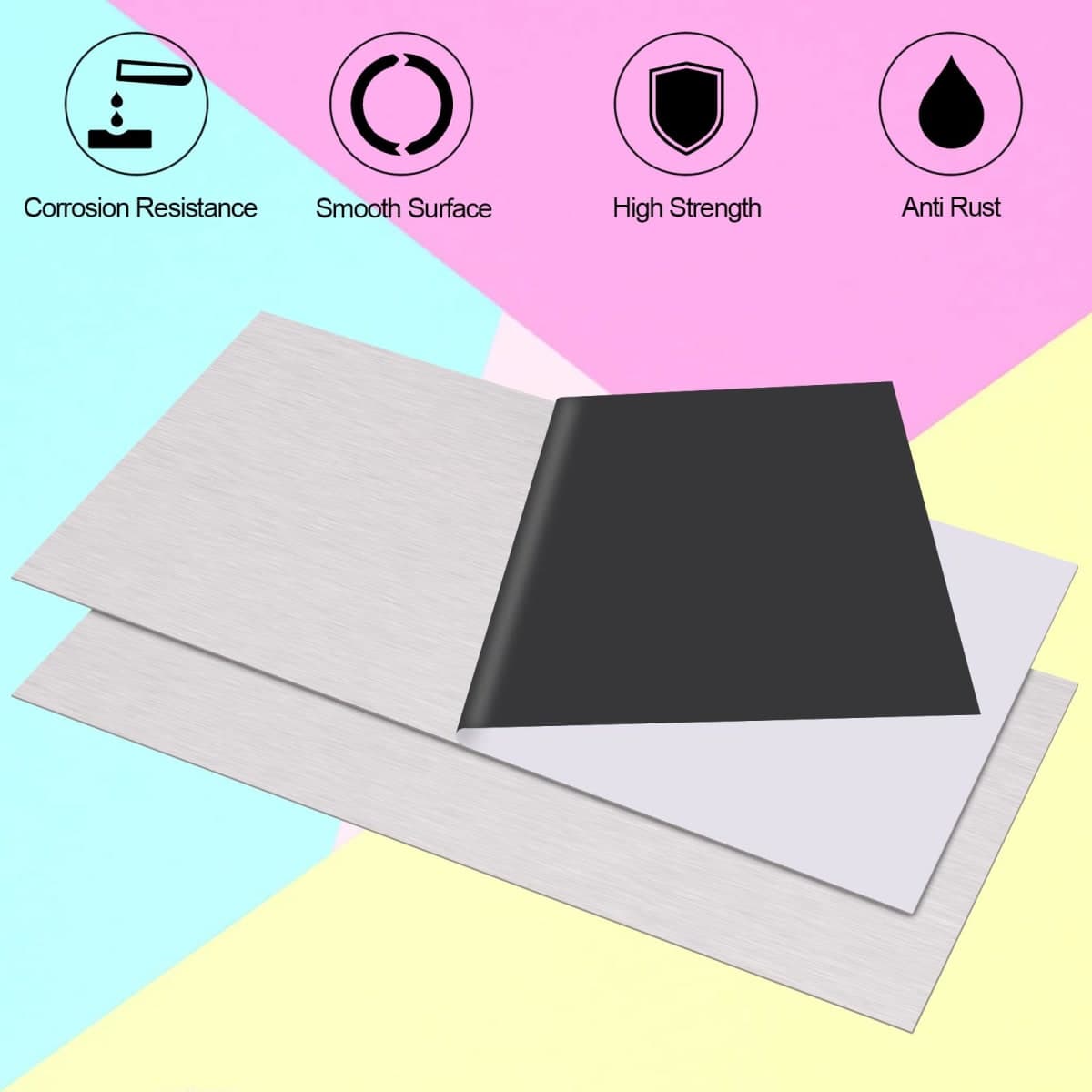 CKVIHAV 430 Stainless Steel Sheet Metal 12" x 12" x 1/16" Inch Metal Plates for Magnetic Mount Board Wall 16GA(1.70MM) 430 Stainless Steel Shim Stock Plates Metal Sheets for Crafting, Kitchen, Office thumbnail 2