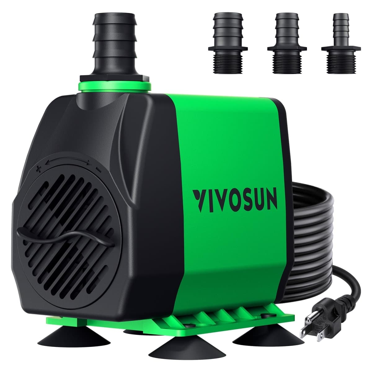 VIVOSUN 800GPH Submersible Pump(3000L/H, 24W), Ultra Quiet Water Pump with 10ft High Lift, Fountain Pump with 5ft Power Cord, 3 Nozzles for Fish Tank, Pond, Aquarium, Statuary, Hydroponics — image 1