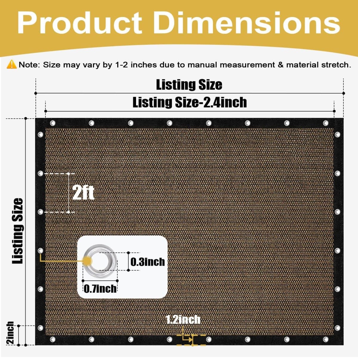 Shade&Beyond 90% Sun Shade Cloth with Grommets, 10X12 FT Pergola Shade Cover Canopy, Mesh Tarp Sun Screens for Patio, Outdoor, Garden, Backyard, Mocha thumbnail 3