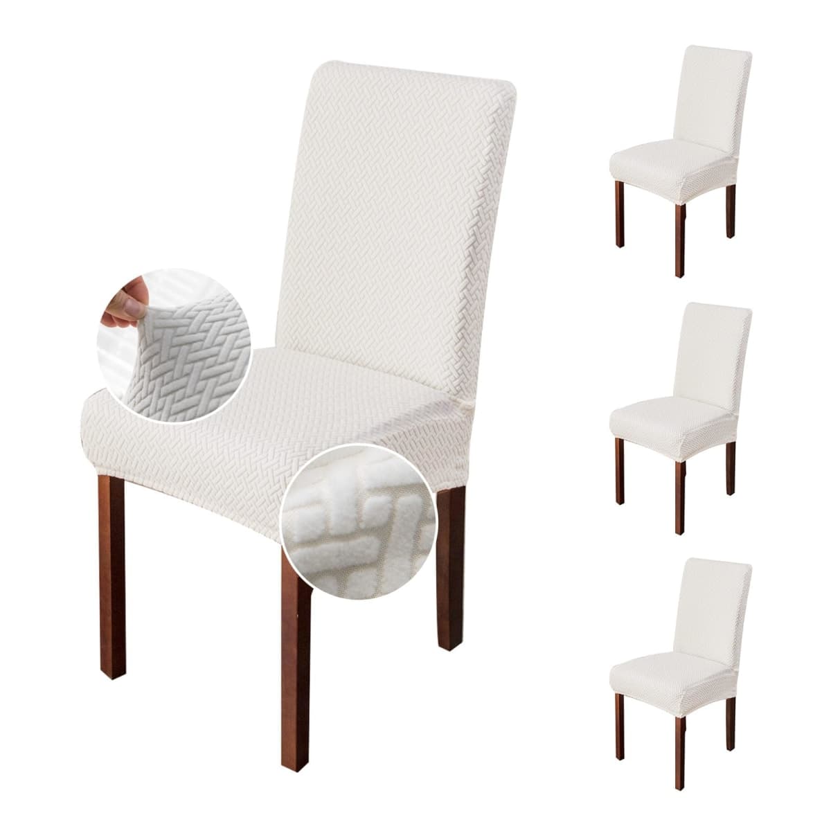 Genina Chair Covers for Dining Room Chair Covers Dining Chair Slipcovers Stretch Kitchen Parsons Chair Covers (White, 4 PCS)