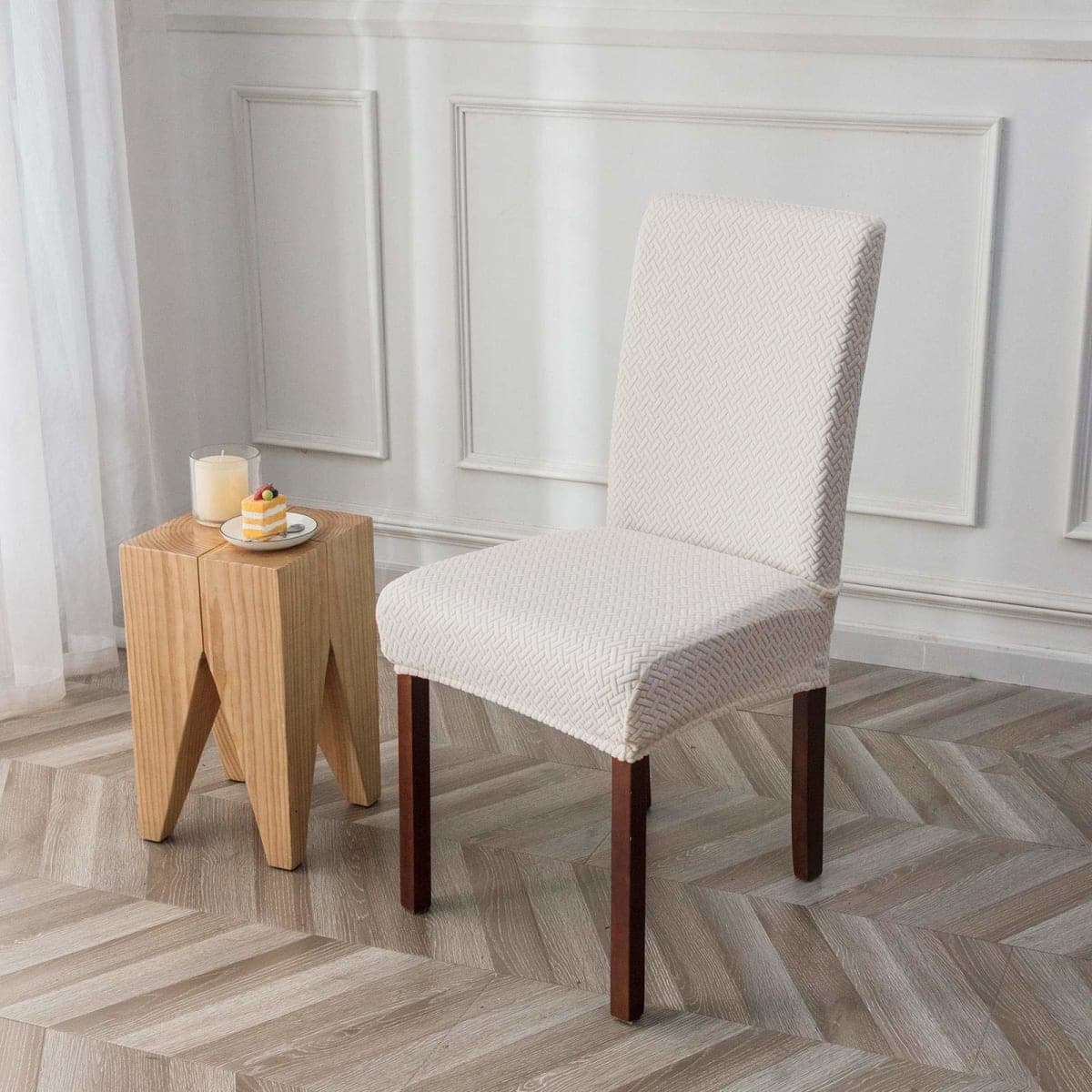 Genina Chair Covers for Dining Room Chair Covers Dining Chair Slipcovers Stretch Kitchen Parsons Chair Covers (White, 4 PCS) thumbnail 2