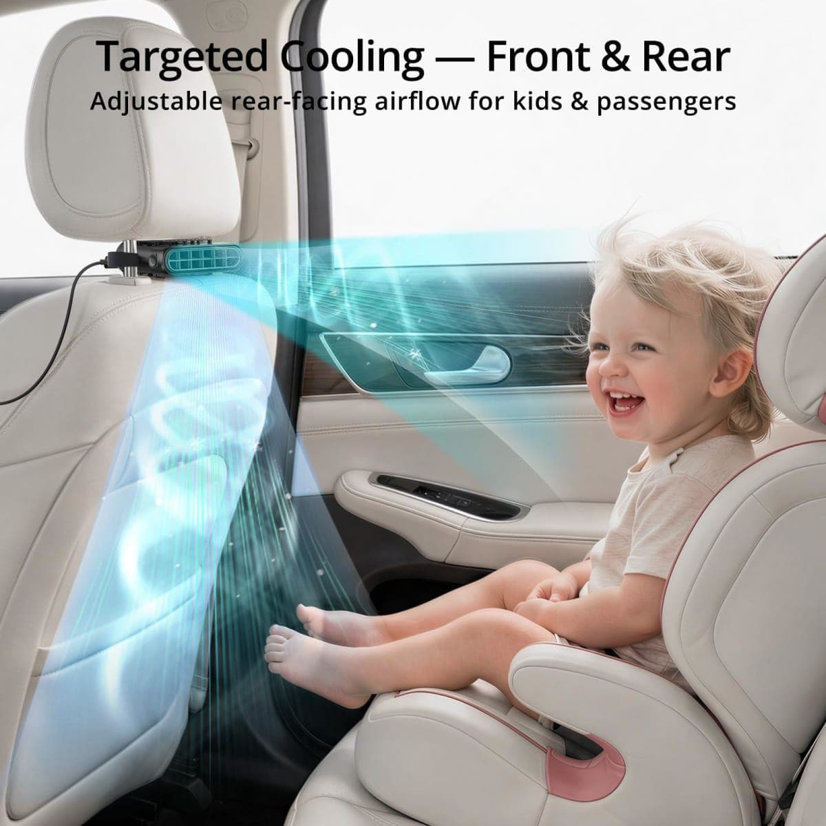 Bicboz Car Fan for Driver and Passenger's Seat - Mini Portable USB Backseat Cooling Fan for Kids Baby Quiet headrest Neck Fan with 3 Adjustable Wind Speeds for Cars Vehicle Jeep Van RV Truck thumbnail 3