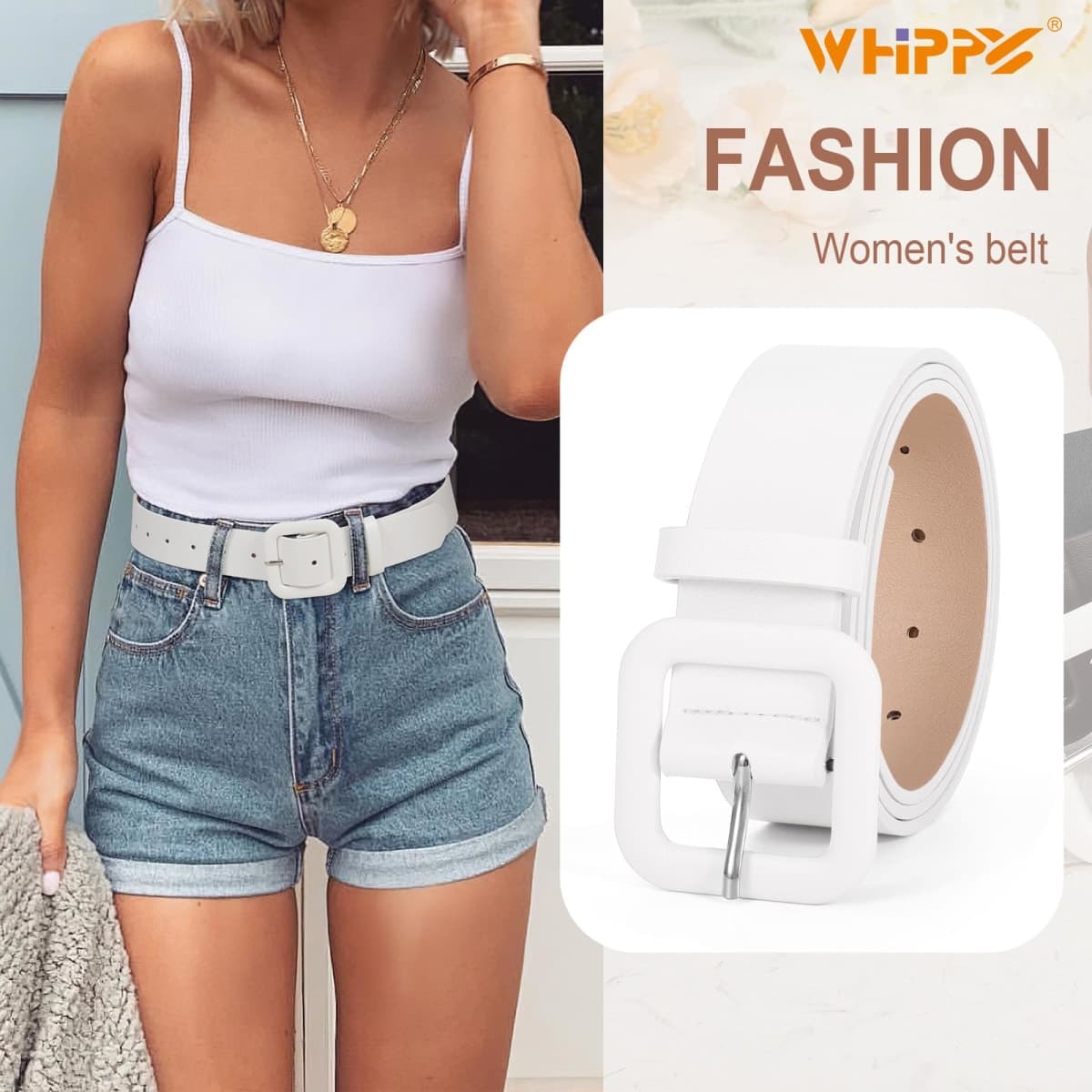 WHIPPY Fashion Sweet Style Women Belts, Pink, X-Large thumbnail 2