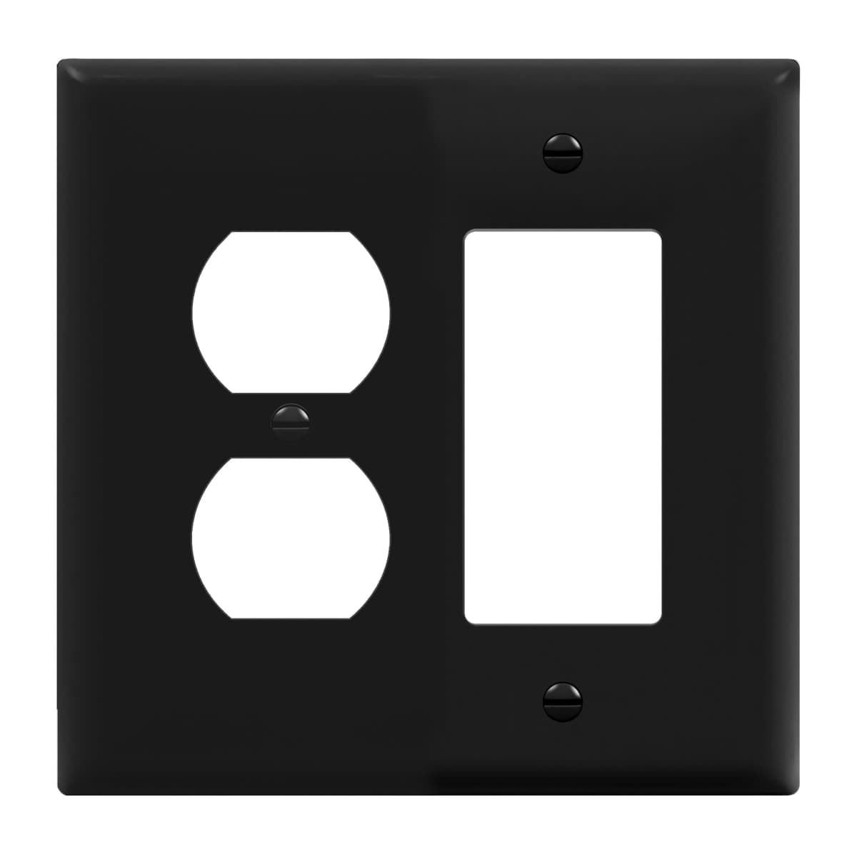 ENERLITES Combination Duplex Receptacle Outlet/Decorator Switch Wall Plate, Mid-Size 2-Gang 4.88" x 4.92", Polycarbonate Thermoplastic, 882131M-BK, Black