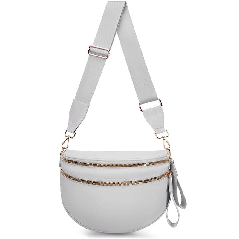 Pure Colour Crossbody Bum Bags for Women Spacious Checkered Cross body Bag Nylon Trendy Fanny Pack for Travel, Light Grey, 11.8" x 5.5" x 8.6", Classic Solid Color Crossbody Bag