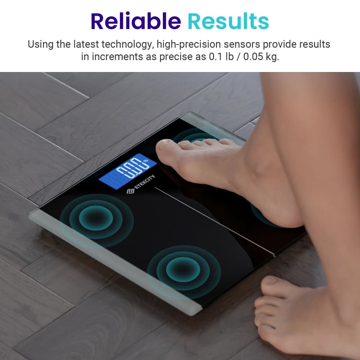 Etekcity Digital Body Weight Bathroom Scale with Step-On Technology, 400 lb, Elegant Black thumbnail 2