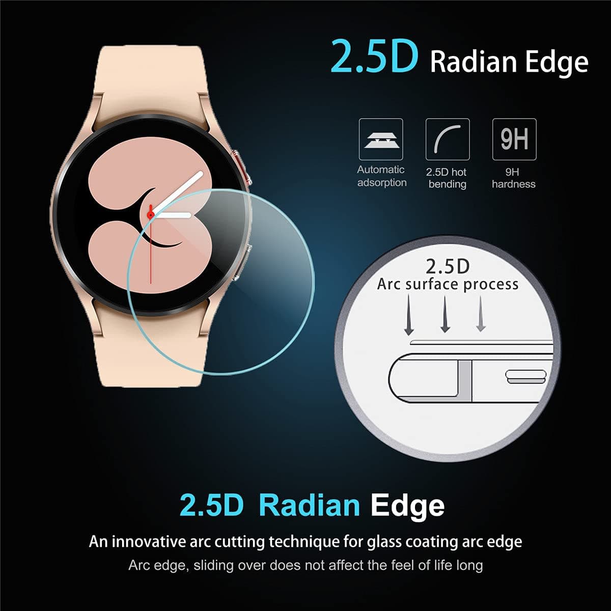Suoman 2+2 Pack for Samsung Galaxy Watch 7/6/5/4 40mm Privacy Screen Protector, [Perfectly Fit] 9H Hardness Ultra-thin HD Clear Anti-Scratch Tempered Glass for Galaxy Watch 7/6/5/4 (40mm) thumbnail 3