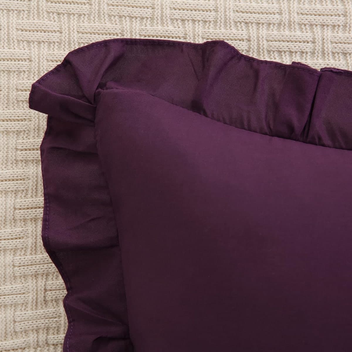 Merryword Dark Purple Pillowcases King Size Ruffled Pillow Shams Set of 2 Cute Pillowcases Purple Shabby Chic Pillow Cover 2 Pack thumbnail 5