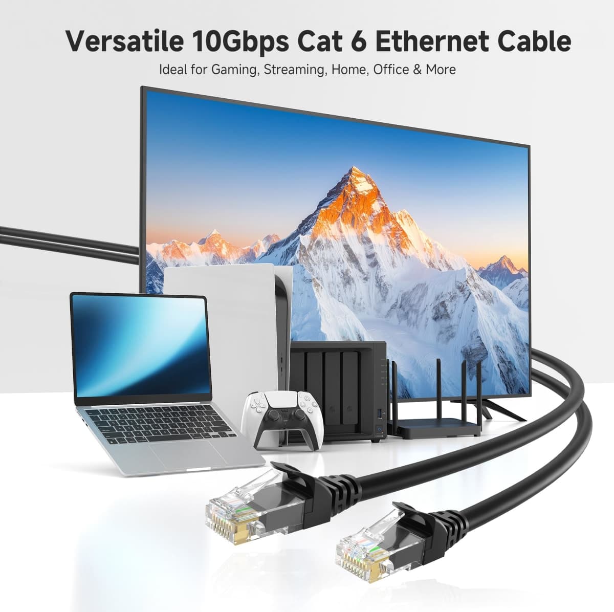 Cable Matters 10Gbps Snagless Cat 6 Ethernet Cable 25 ft (Cat 6 Cable, Cat6 Cable, Internet Cable, Network Cable) in Black - Available 20ft - 150ft in Length thumbnail 2