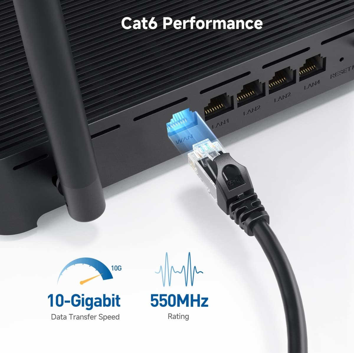 Cable Matters 10Gbps Snagless Cat 6 Ethernet Cable 25 ft (Cat 6 Cable, Cat6 Cable, Internet Cable, Network Cable) in Black - Available 20ft - 150ft in Length thumbnail 3