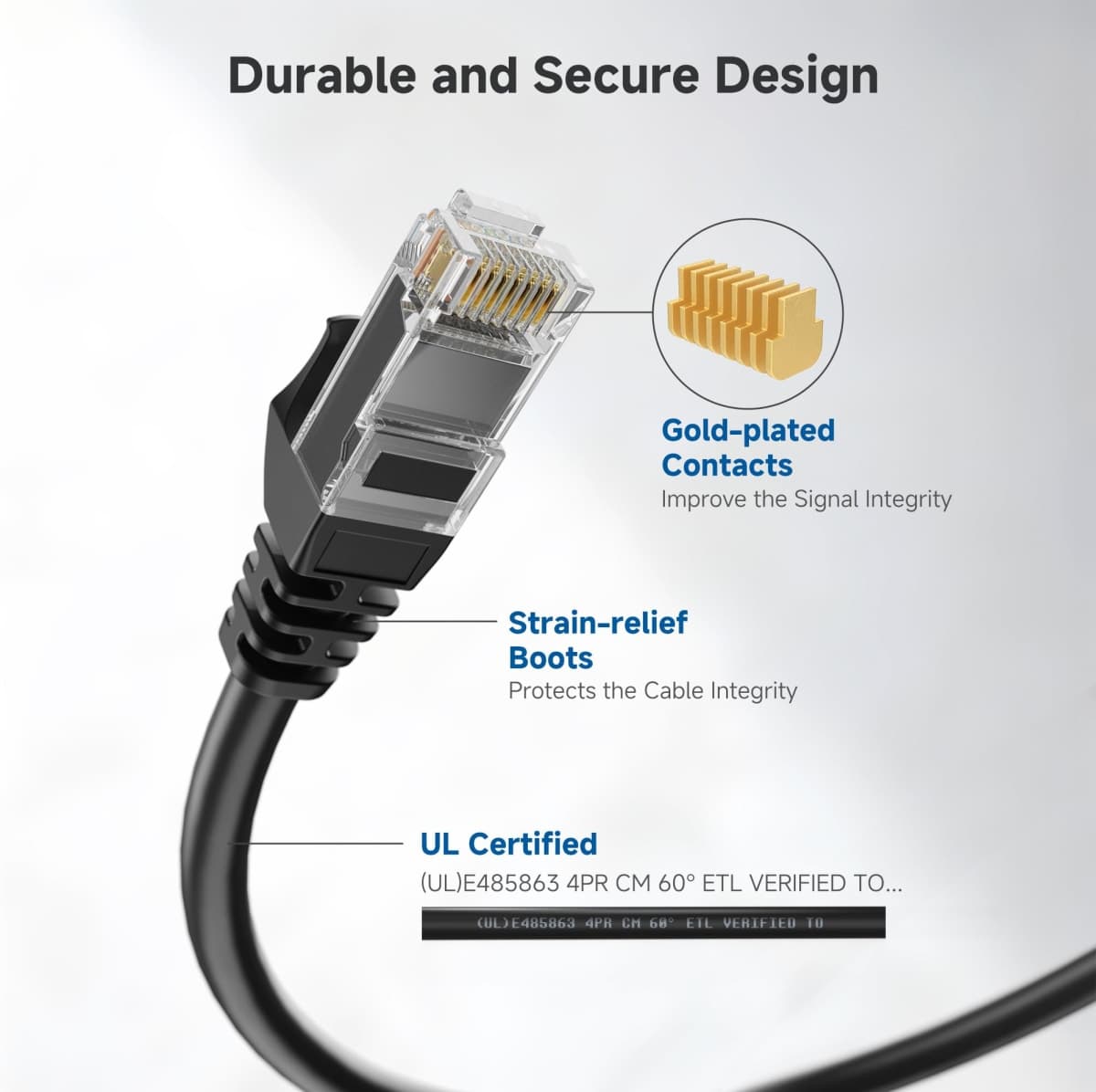 Cable Matters 10Gbps Snagless Cat 6 Ethernet Cable 25 ft (Cat 6 Cable, Cat6 Cable, Internet Cable, Network Cable) in Black - Available 20ft - 150ft in Length thumbnail 4
