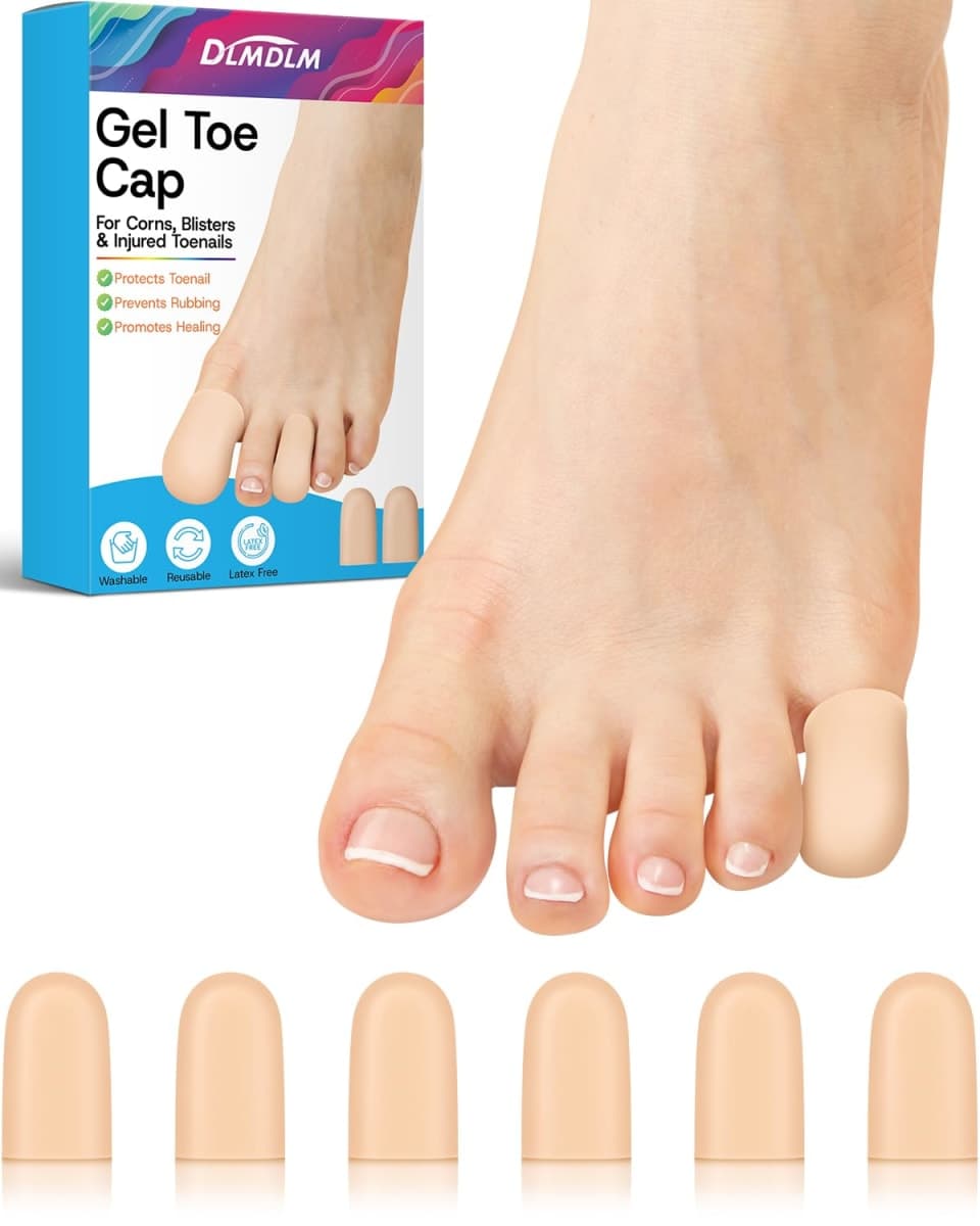 DLMDLM 6 Pcs Gel Toe Cap Small Pinky Toe Protectors, Silicone Toe Covers Corn Pads for Women and Men Feet, Provides Relief from Missing or Ingrown Toenails, Hammer Toes, Blisters (Beige, Small)