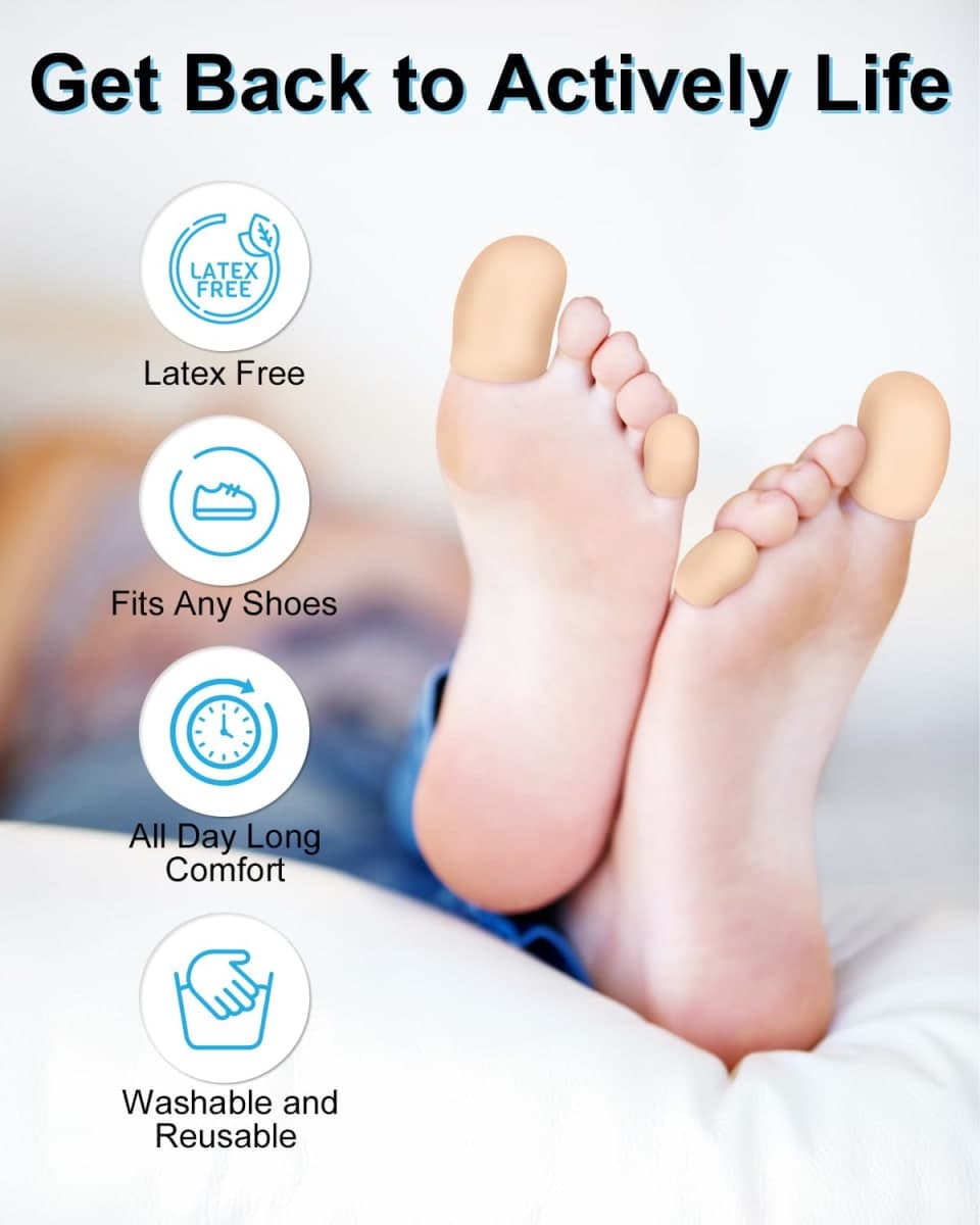 DLMDLM 6 Pcs Gel Toe Cap Small Pinky Toe Protectors, Silicone Toe Covers Corn Pads for Women and Men Feet, Provides Relief from Missing or Ingrown Toenails, Hammer Toes, Blisters (Beige, Small) thumbnail 2
