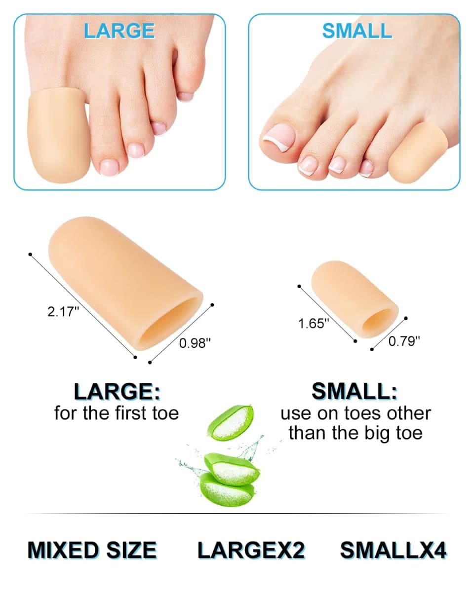 DLMDLM 6 Pcs Gel Toe Cap Small Pinky Toe Protectors, Silicone Toe Covers Corn Pads for Women and Men Feet, Provides Relief from Missing or Ingrown Toenails, Hammer Toes, Blisters (Beige, Small) thumbnail 4