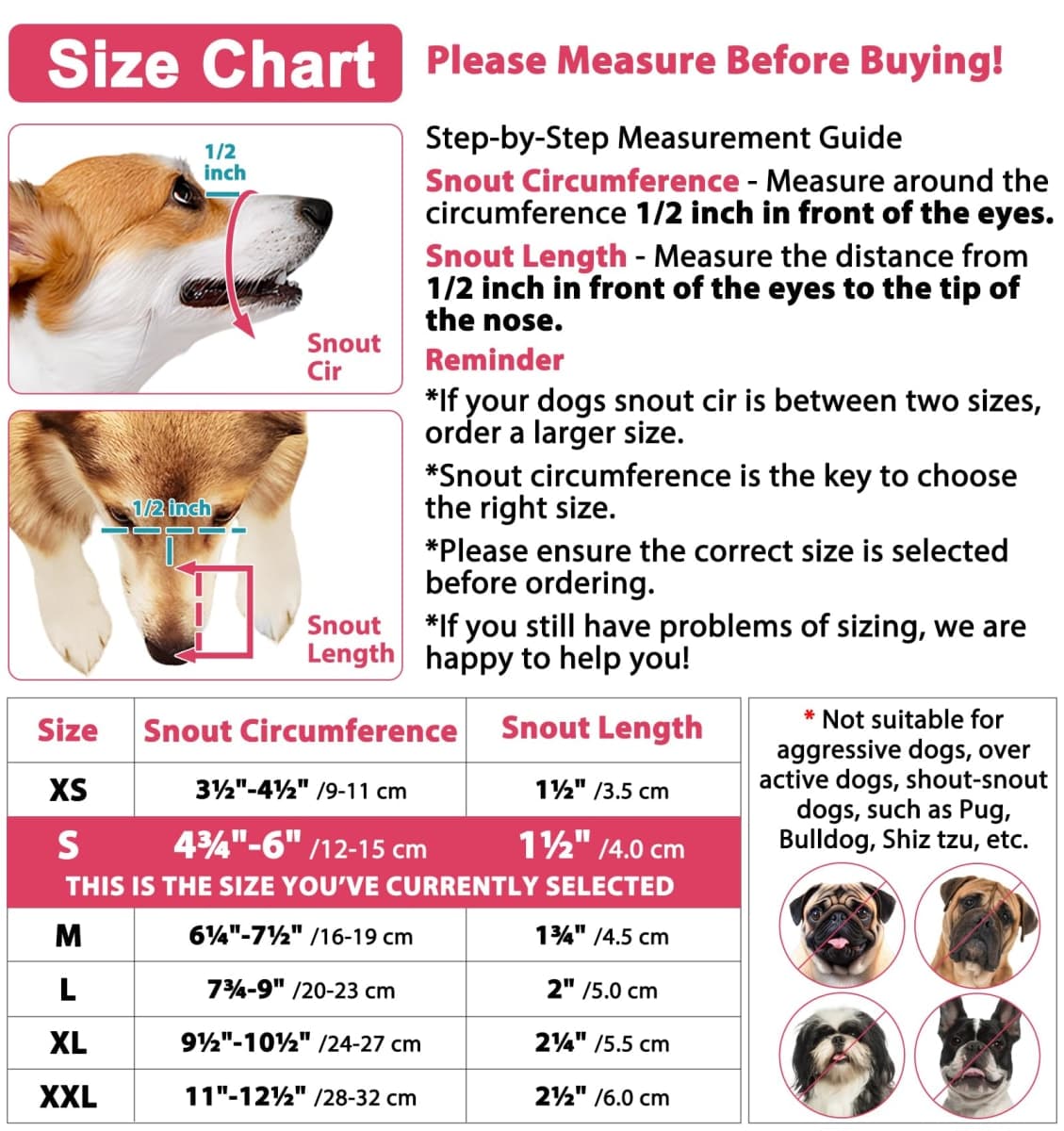 LUCKYPAW Dog Muzzle Anti Biting Barking and Chewing with Comfortable Mesh Soft Fabric and Adjustable Strap, Suitable for Small, Medium and Large Dogs(Red Trim,S) thumbnail 2