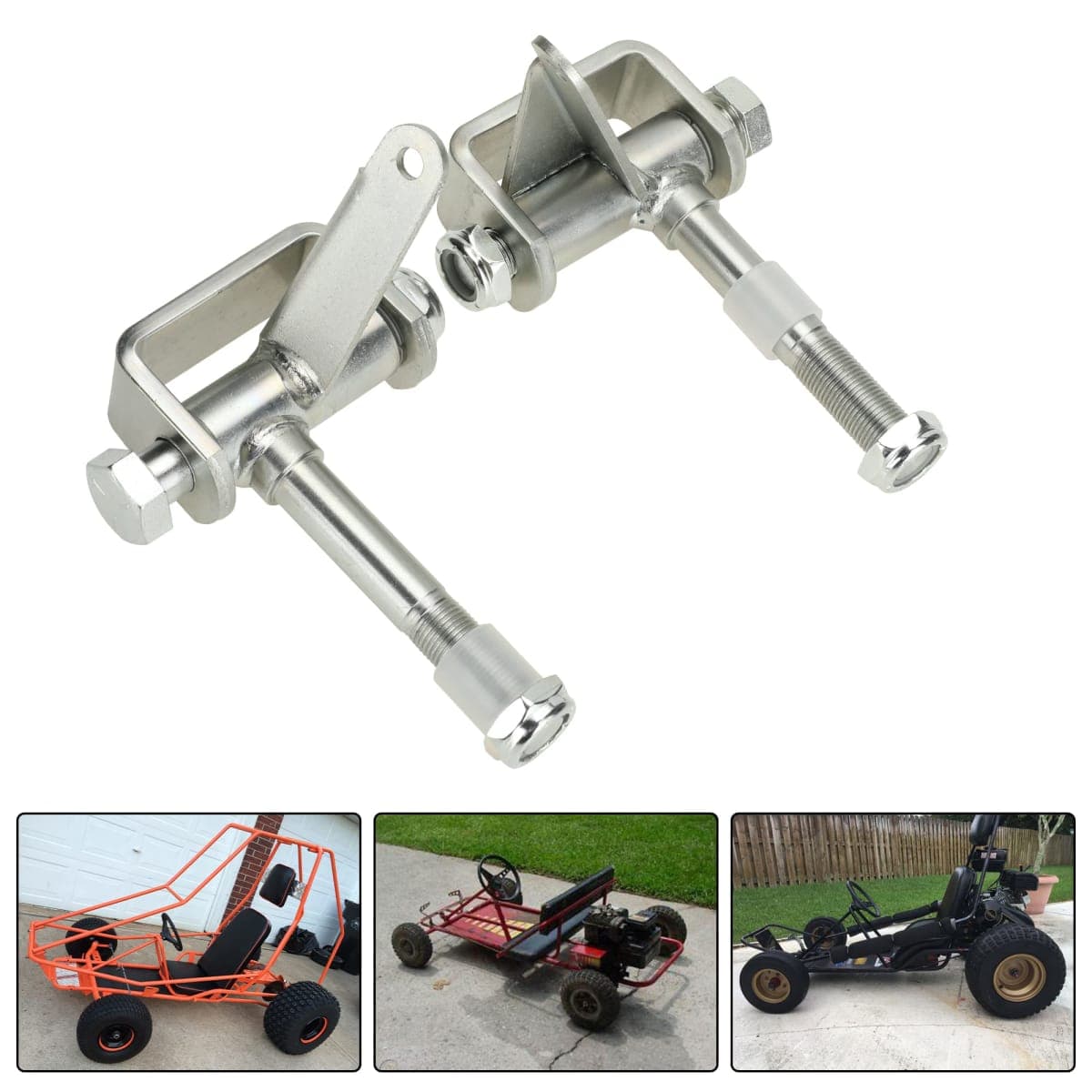 GREHUA Right Left Steering Spindle Bracket Set 5/8" Axle Kingpin 4-1/2" Long 2PCS for 212cc 196cc 6.5hp 13hp 15hp 420cc 301cc Manco Azusa Yerf-Dog Go Kart Cart Replacement Parts Accessories Heavy duty thumbnail 3