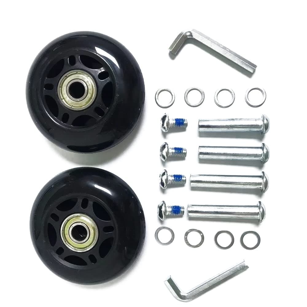 LOTOWELZON 2pcs Luggage Suitcase Replacement Wheels, 80mm Rubber Inline Roller Skate Wheels with 8mm(0.31") ABEC-7 608ZZ Bearings Repair Kits (Black, OD80xW24mm/3.15" x0.94) thumbnail 2