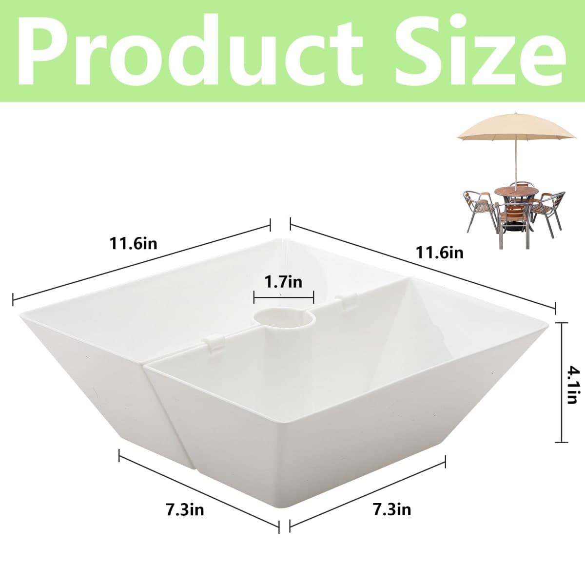 EBaokuup Umbrella Planter-Patio Table Flower Pot with Umbrella Hole-White Square Planter Pots for Indoor Outdoor Patio Table Garden Home Plants thumbnail 2