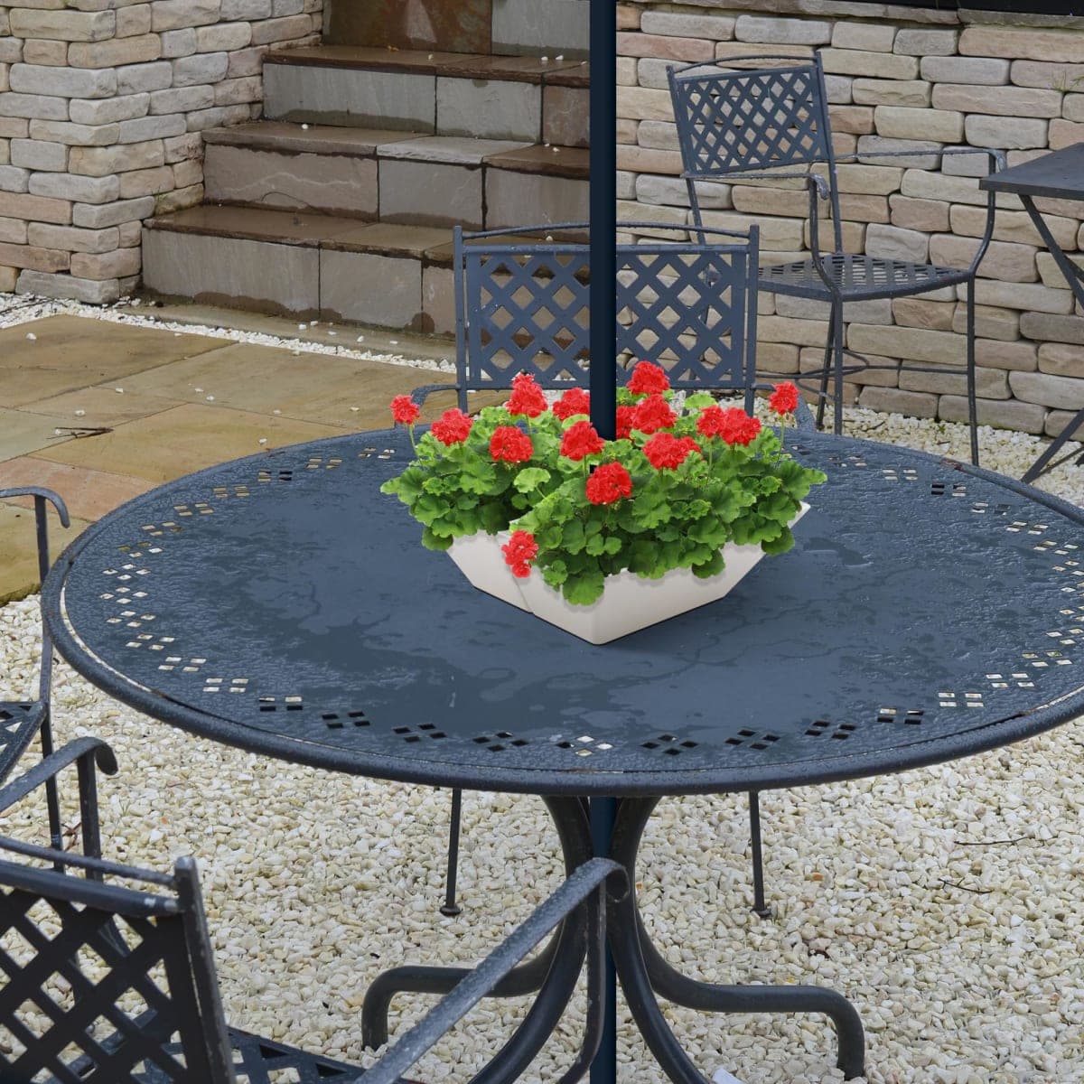 EBaokuup Umbrella Planter-Patio Table Flower Pot with Umbrella Hole-White Square Planter Pots for Indoor Outdoor Patio Table Garden Home Plants thumbnail 5
