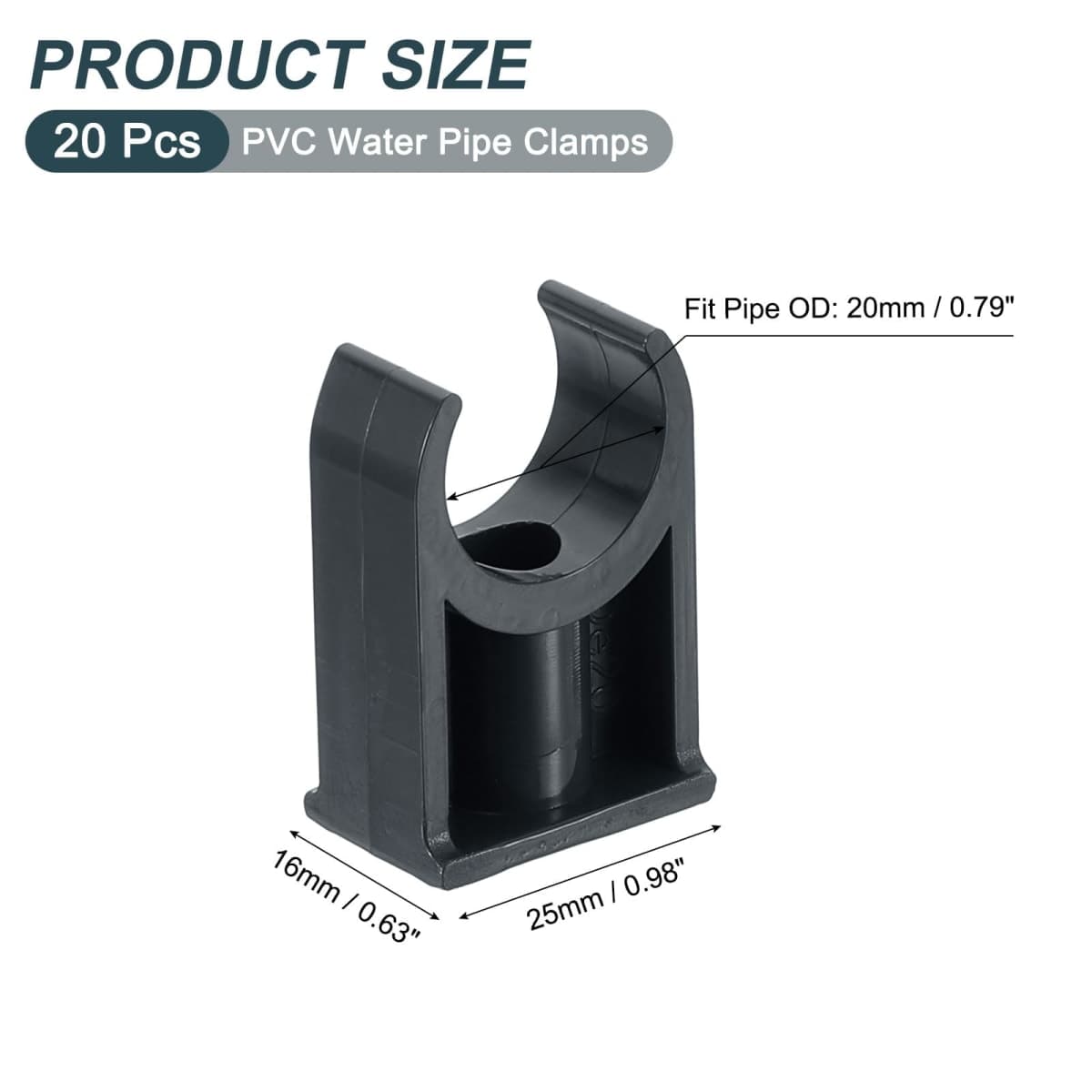 uxcell 20Pcs PVC Water Pipe Clamps Clips, U-Shaped Tubing Hose Buckles, Irrigation Tube Holder for 20mm OD for TV Trays Tubing Hose Hanger Support Tubing, Black thumbnail 2