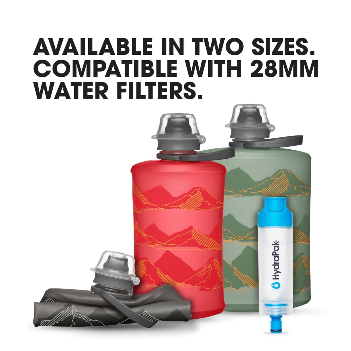 HydraPak Stow - Collapsible Backpacking Water Bottle (500ml) - BPA Free, Ultra Light, Spill-Proof Twist Cap - MTN Sutro Green thumbnail 5