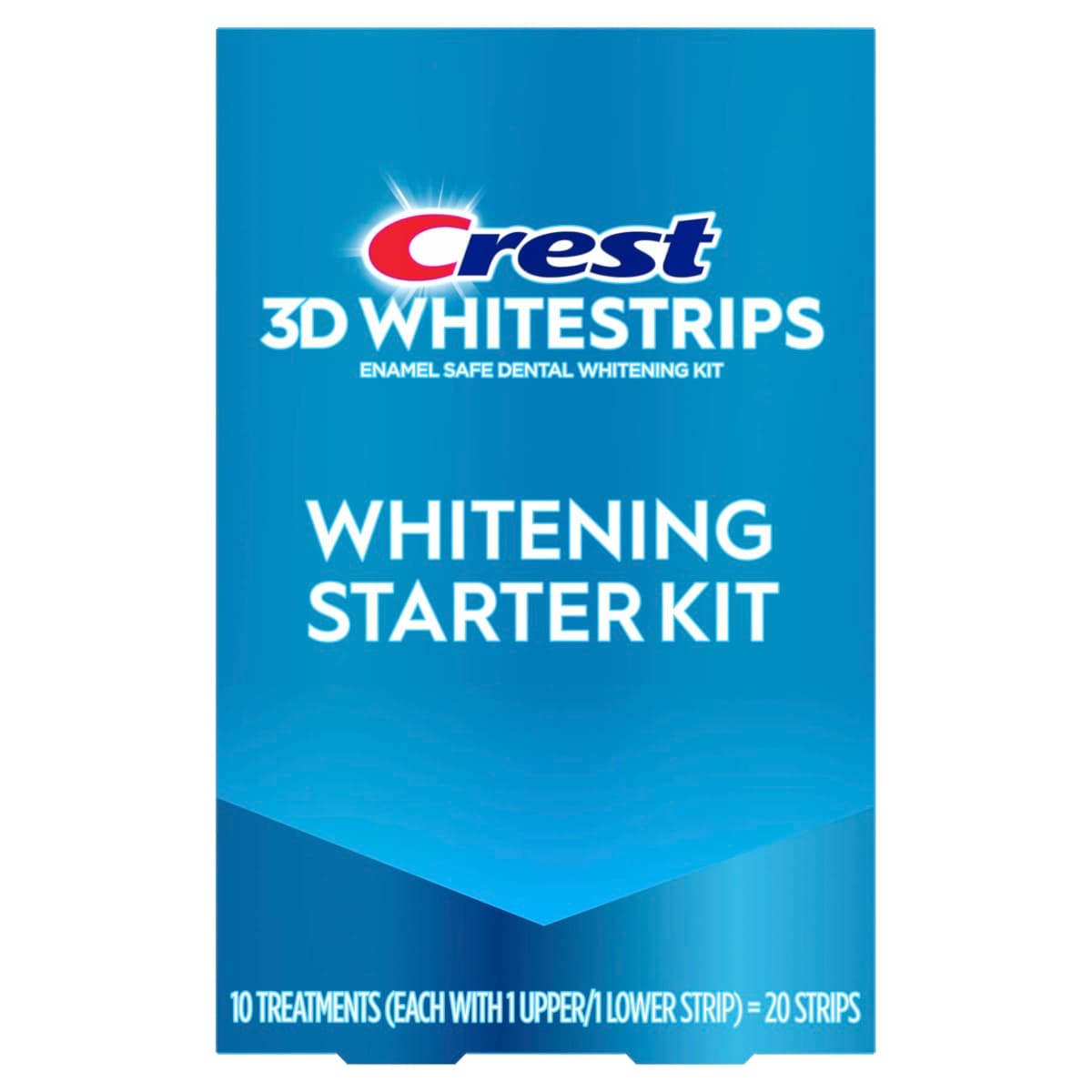 Crest 3D Whitestrips Whitening Starter Kit – Teeth Whitening Kit, 10 Treatments, Each with 1 Upper/1Lower, 20 Strips – Crest 3DWhite Teeth Whitening Strips — image 1