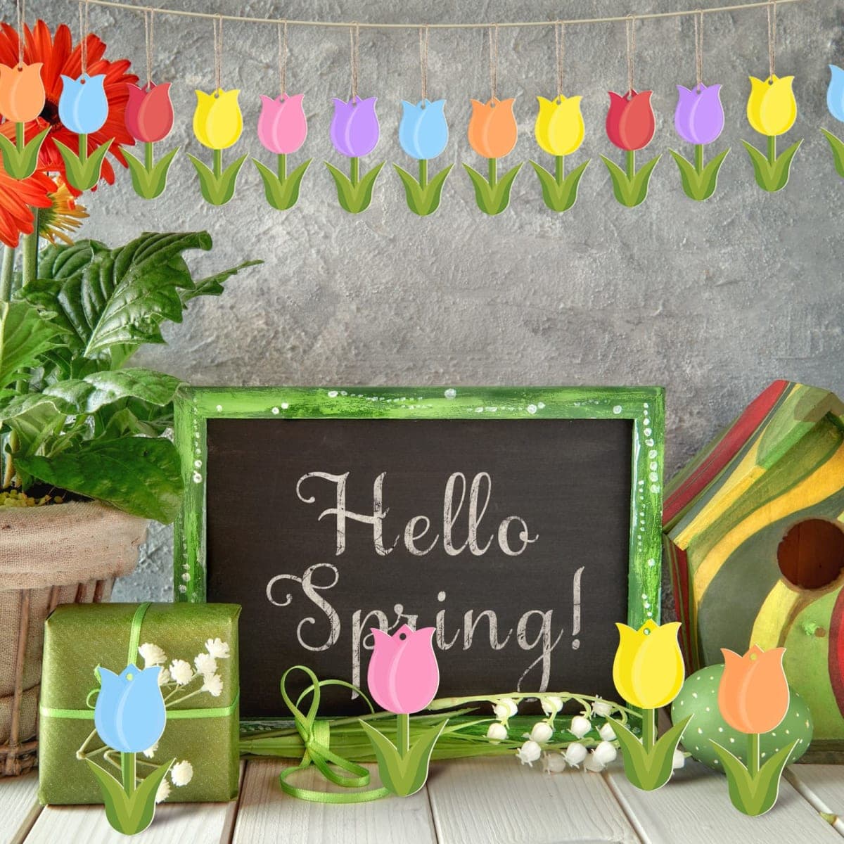 36 Pieces Spring Flower Ornaments Spring Tree Ornaments Easter Wood Tulip Hanging Ornaments Spring Gnome Decorations for Home Colorful Flower Ornaments for Small Tree Spring DIY Craft (Tulip) thumbnail 4