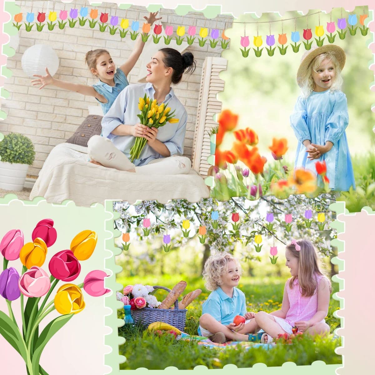 36 Pieces Spring Flower Ornaments Spring Tree Ornaments Easter Wood Tulip Hanging Ornaments Spring Gnome Decorations for Home Colorful Flower Ornaments for Small Tree Spring DIY Craft (Tulip) thumbnail 5