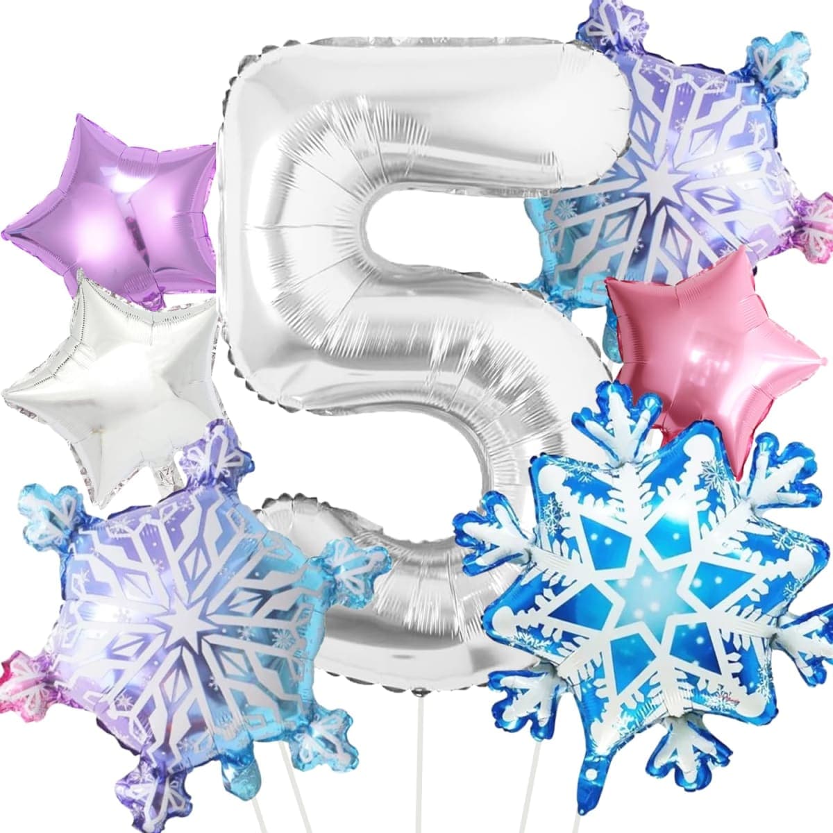 3rd Birthday Girl Helium Balloons - Silver Pink - 40" - Pack of 7 — image 1