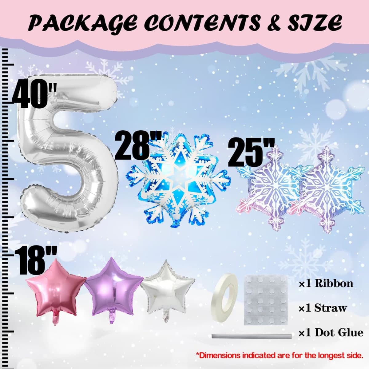 3rd Birthday Girl Helium Balloons - Silver Pink - 40" - Pack of 7 thumbnail 5