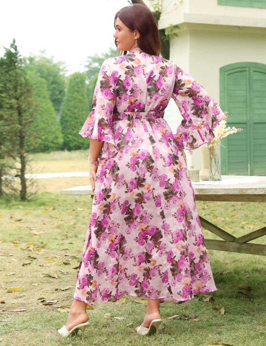 EYWOL Plus Size Dresses: Summer Wedding Guest Dress - Floral Dress for Women - Garden Party Dresses for Women Pink thumbnail 5