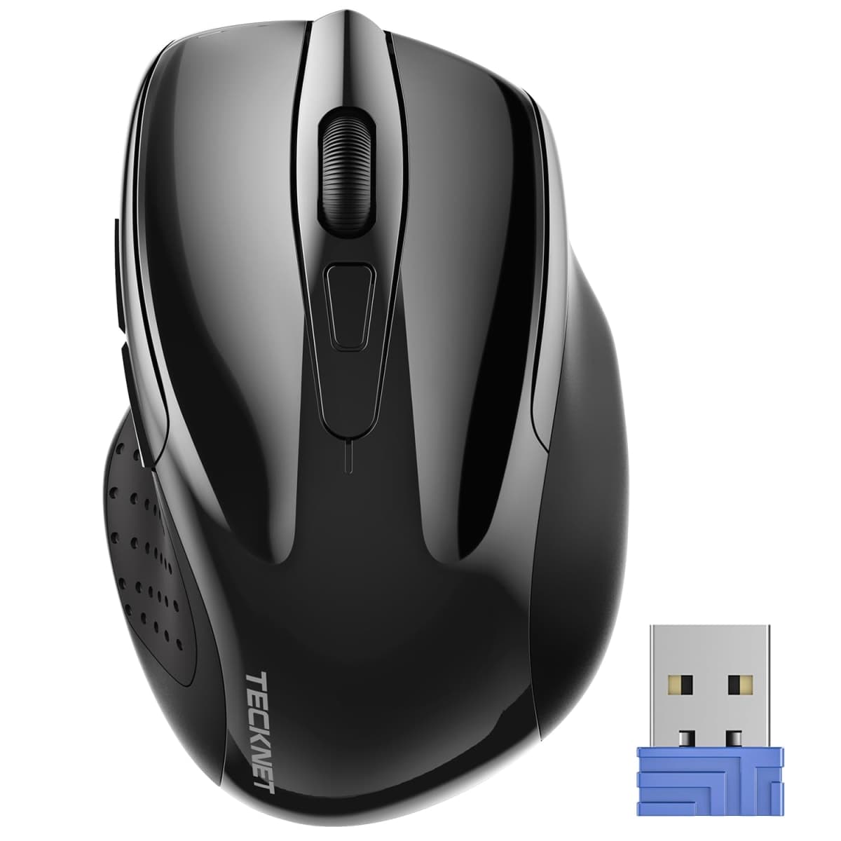 TECKNET Bluetooth Wireless Mouse(BT5.2/3.0 & 2.4G), Silent Click Computer Mouse, 5-Level Adjustable DPI, Ergonomic Portable Computer Mouse for Laptop, PC, Mac, Chromebook – Dark Black — image 1