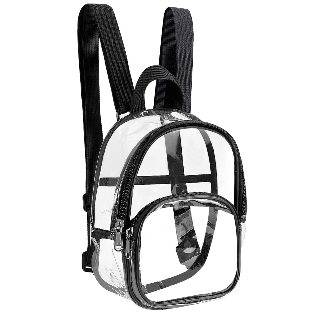 Mossio Clear Mini Backpack Stadium Approved, With Reinforced Straps & Front Pocket - Perfect for School, Security & Sporting, Black, Large, Traveling thumbnail 3