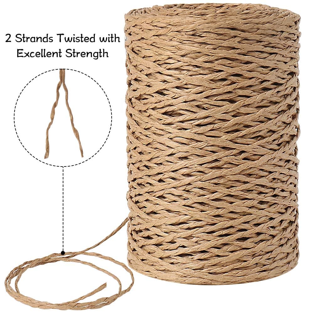 Tenn Well Natural Paper String, 100 Meters 2mm Twisted Craft Raffia Paper Ribbon for Gift Wrapping, Crafting, Packing, Crocheting thumbnail 3