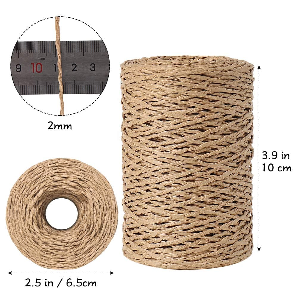 Tenn Well Natural Paper String, 100 Meters 2mm Twisted Craft Raffia Paper Ribbon for Gift Wrapping, Crafting, Packing, Crocheting thumbnail 4