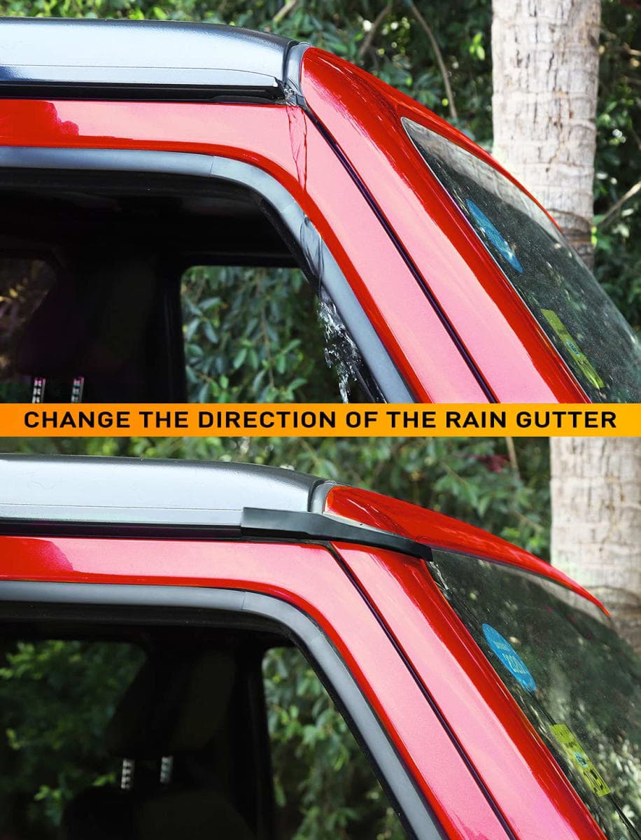 Savadicar Upgraded Version Rain Gutter Extensions, Roof Hard-Top ABS Rain Groove Diverter, Rainwater Deflector Compatible with 2007-2018 Jeep Wrangler JK JKU, Exterior Accessories, Black, 2 PCs thumbnail 4