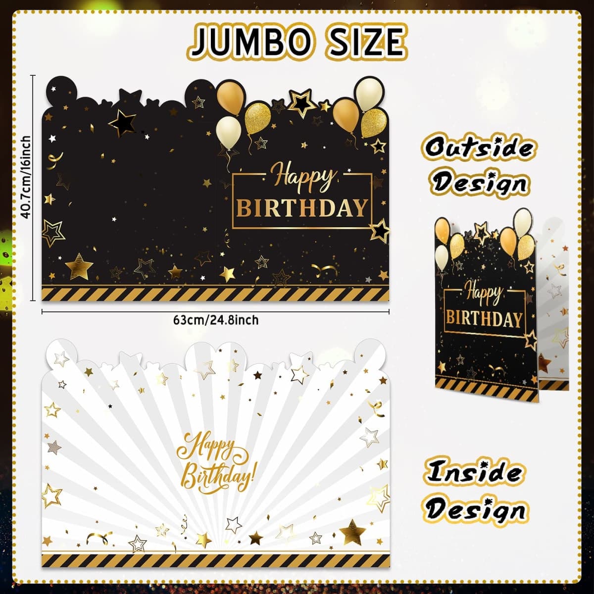 Tiamon Large Greeting Card 25 x 16 Inch Giant Guest Book Jumbo Happy Birthday Card Big Oversize Plastic Custom Guest Book for Women Men Party Decorations(Birthday Theme) thumbnail 2