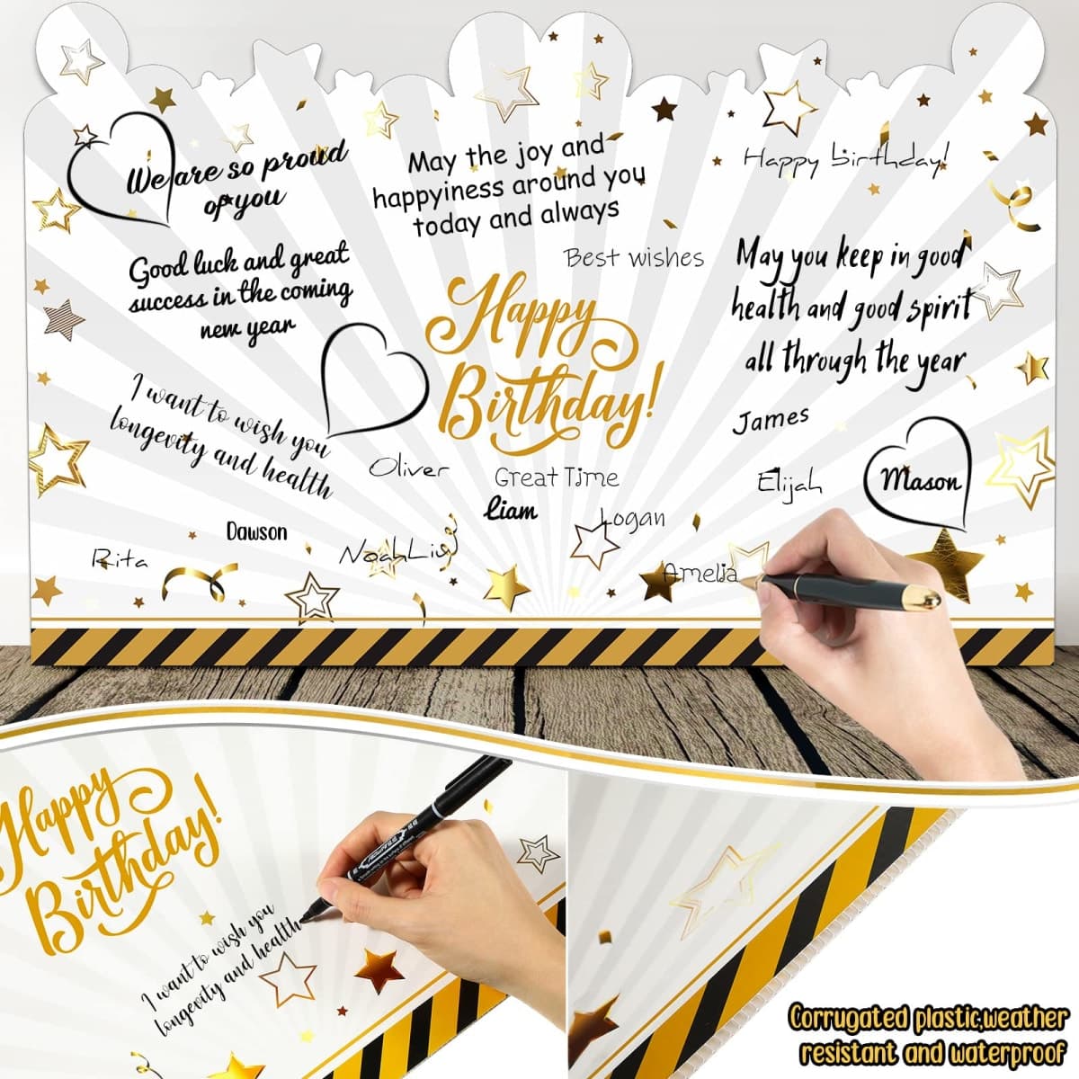 Tiamon Large Greeting Card 25 x 16 Inch Giant Guest Book Jumbo Happy Birthday Card Big Oversize Plastic Custom Guest Book for Women Men Party Decorations(Birthday Theme) thumbnail 3