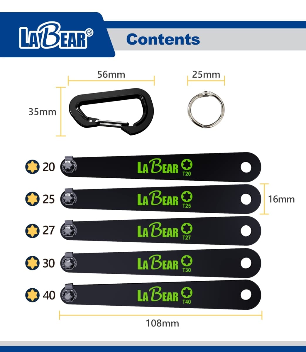 LABEAR- Low Profile torx Set, Low Profile torx, TORX 5-Piece Ultra Low Profile Offset Screwdriver Set, Star, 90 Degree Straight Slim Plate for Tight Area, T20, T25, T27, T30 & T40, EDC Screwdriver thumbnail 2