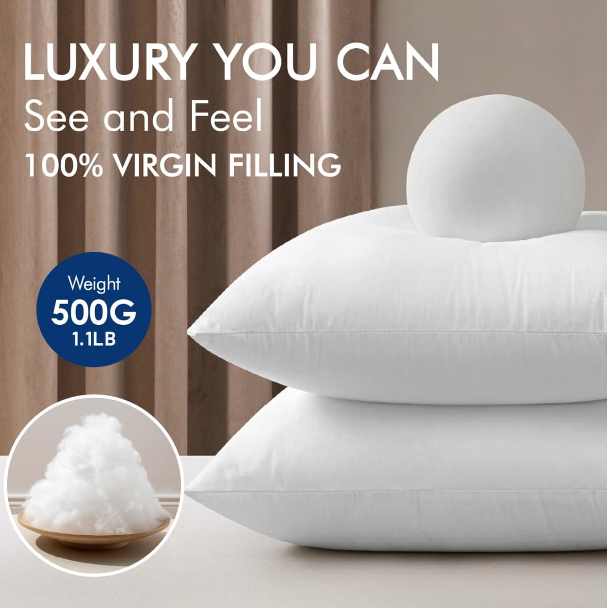 MIULEE 18x18 Pillow Inserts,Set of 2 100% Virgin Microfiber with Cotton Cover Throw Pillows for Couch Sofa and Bed thumbnail 3