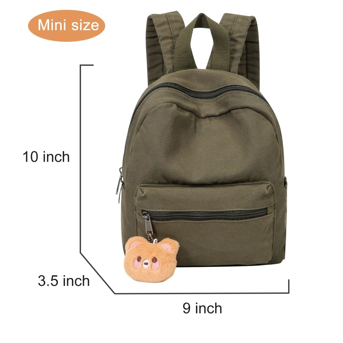 Phaoullzon Teen Girls Mini Backpack Purse Kids Canvas Small Tiny Cute Bag, Olive Green, Mini, Mini thumbnail 2