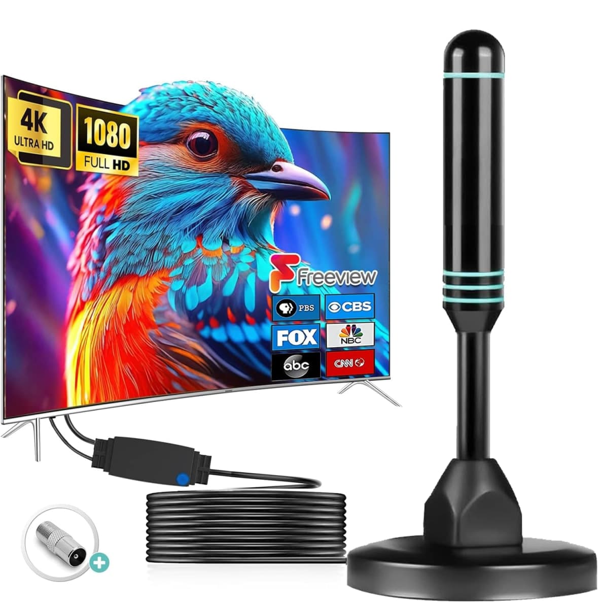 TV Antenna Indoor Antenna for Smart TV for Long Range Reception and All Smart TVs HD Digital Antenna with Amplifier Signal Booster for Local Channels Supports 4K 1080p-16.4ft(Blue) — image 1