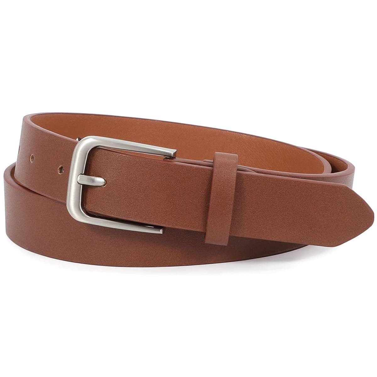 Women Casual Leather Belt for Jeans, Fashion Ladies Waist Dress Belt (Suit Pant Size 32-36 Inches, Coffee) — image 1