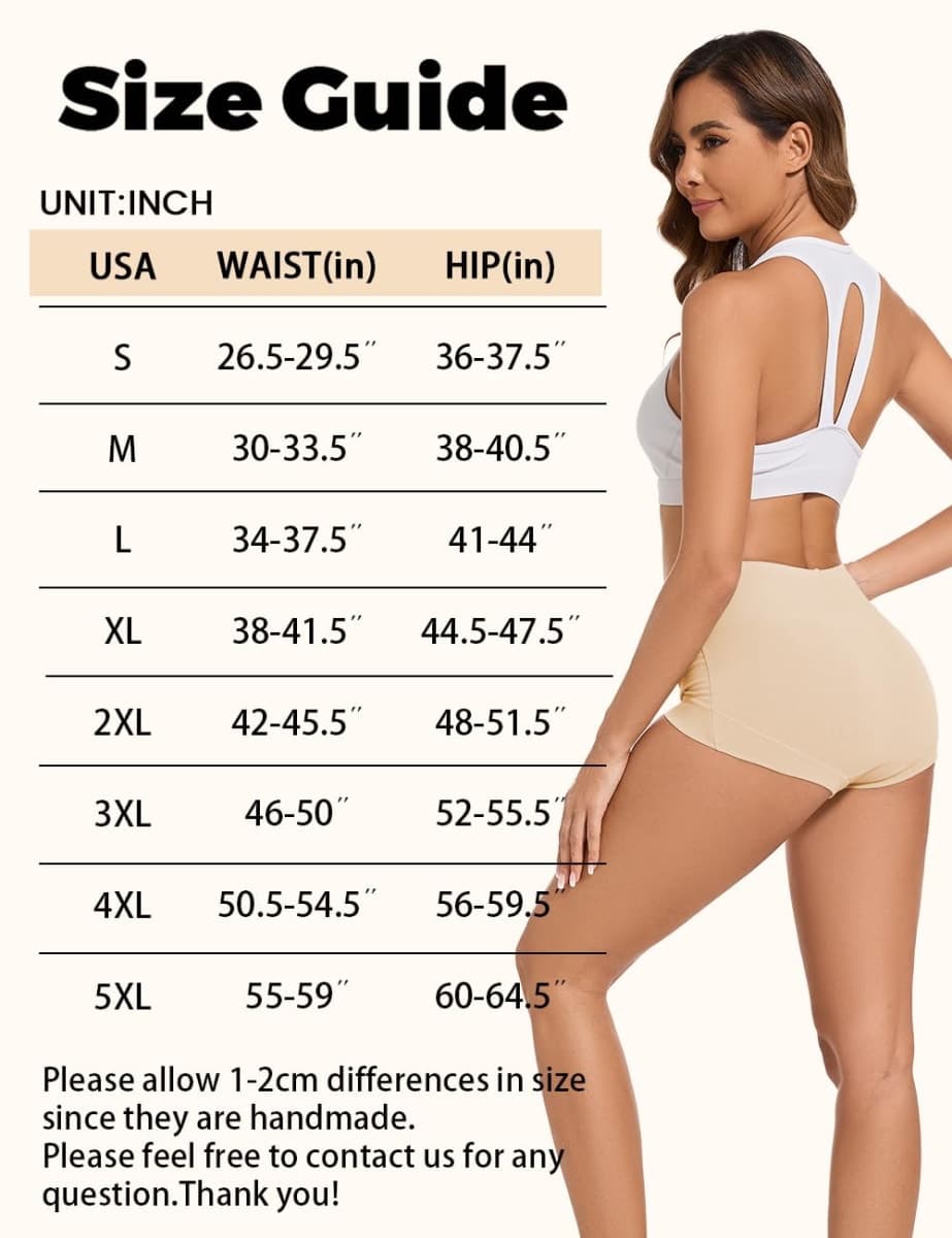 ALLBASE 5 Pack Womens Cotton High Waisted Full Coverage Underwear(Regular & Plus Size), Beige-5pack, XX-Large thumbnail 5