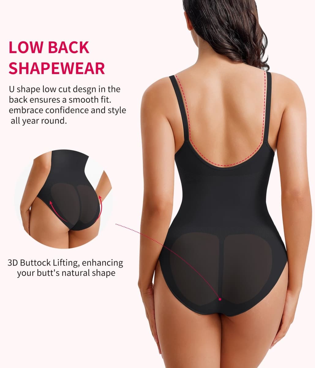 Gotoly Shapewear Bodysuit for Women Tummy Control Seamless Waist Trainer Body Suit Body Shaper, Black, Small thumbnail 4