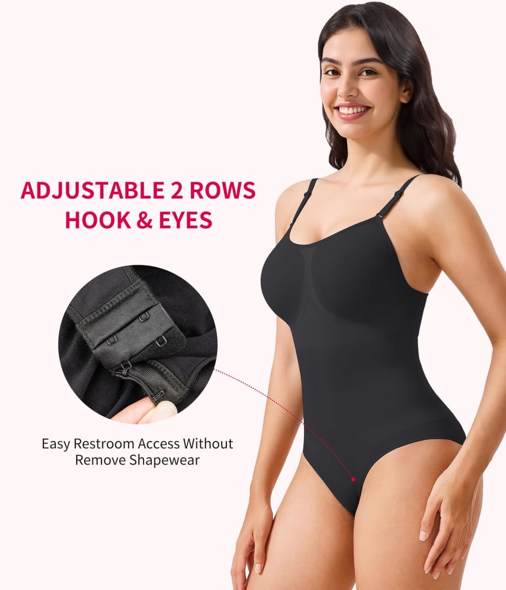 Gotoly Shapewear Bodysuit for Women Tummy Control Seamless Waist Trainer Body Suit Body Shaper, Black, Small thumbnail 5