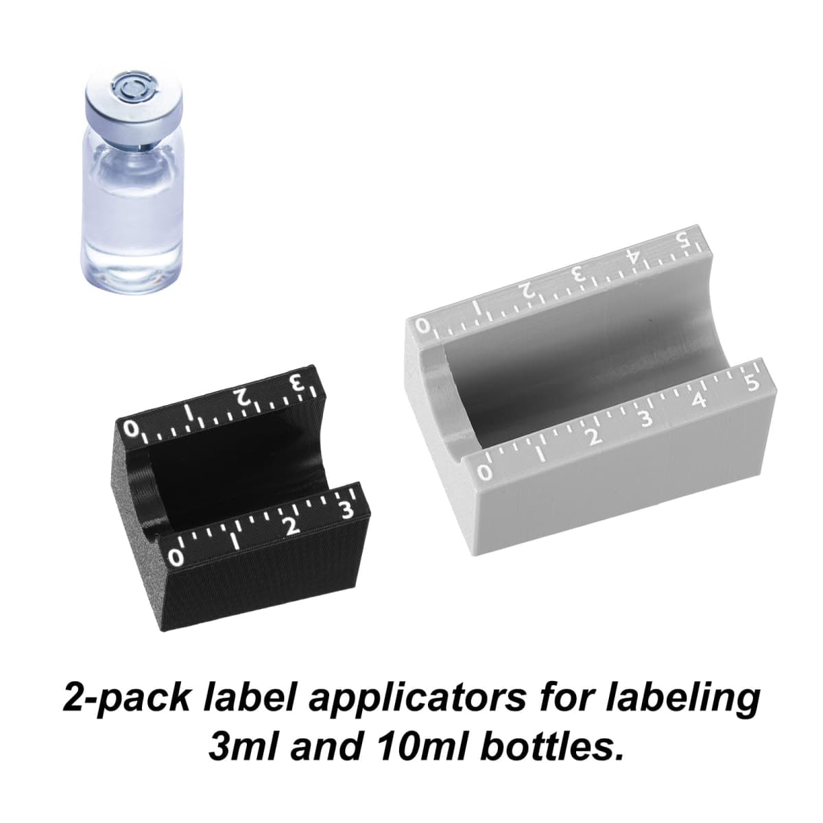 2pcs Vial Label Applicators, Small Bottle Label Applicators Compatible with 3ml & 10ml Vials Precision Alignment for Lab Clinic DIY Organizing & Home Storage thumbnail 2